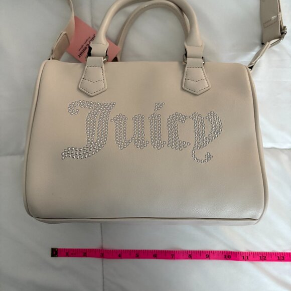 Juicy Couture Crystal Obsession Satchel/Crossbody Beige New - Picture 5 of 11